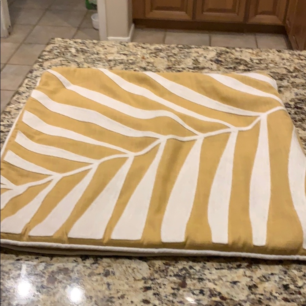 2 mustard and white pillow covers 20x20 w/zipper